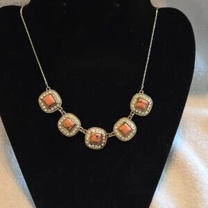 20" Elegant Gold and Coral Necklace
